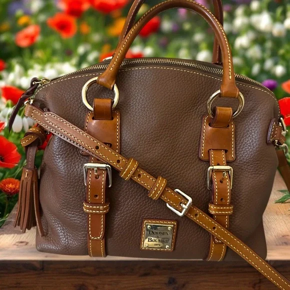 Dooney & Bourke Bristol Brown Italian Pebbled Leather Satchel & Shoulder Bag